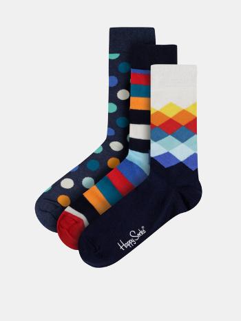 Happy Socks Set de 3 perechi de șosete Albastru