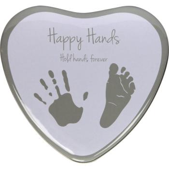 Happy Hands 2D Heart Silver/White set de mulaj pentru amprentele bebelușului