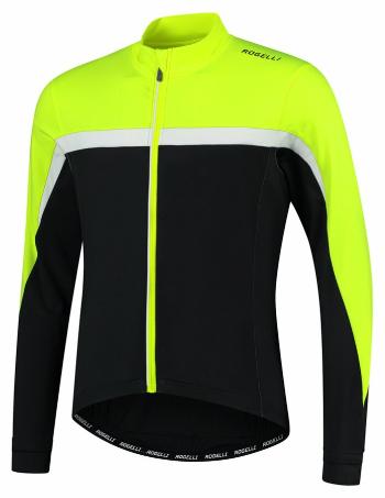 Pentru bărbați cald tricou de ciclism Rogelli Curs negru-reflectorizant galben-alb ROG351004