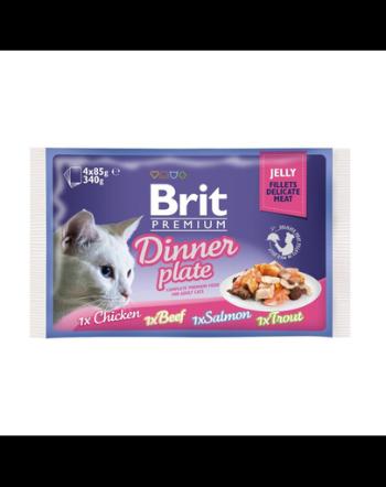 BRIT Premium Cat Dinner Plate file în jeleu - diverse aroame 340 g (4x85 g)