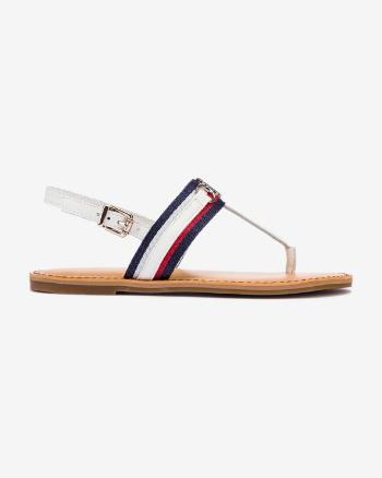 Tommy Hilfiger Shimmery Ribbon Flat Sandale Alb