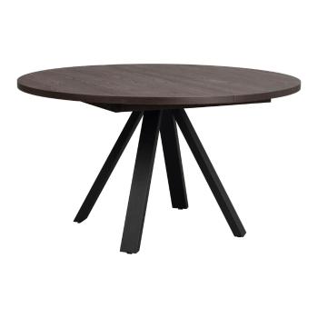 Masă de dining maro închis rotundă extensibilă cu aspect de lemn de stejar ø 135 cm Maddock – Rowico