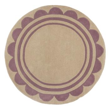 Covor mov/în culoare naturală țesut manual rotund din lână ø 120 cm Lois Scallop – Flair Rugs