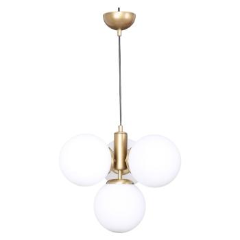 Lustră alb-auriu cu abajur din sticlă ø 15 cm Hector – Squid Lighting