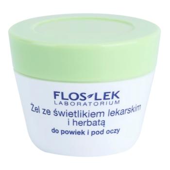 FlosLek Laboratorium Eye Care Gel pentru  jurul ochilor cu un luminator și ceai verde 10 g