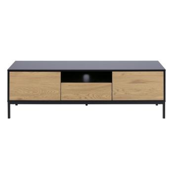 Comodă TV neagră/în culoare naturală cu aspect de lemn de stejar 140x45 cm Seaford – Actona