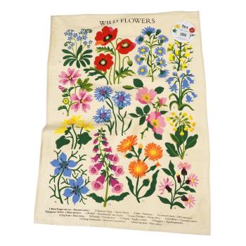 Prosop de bucătărie din bumbac Rex London Wild Flowers, 50 x 70 cm, bej