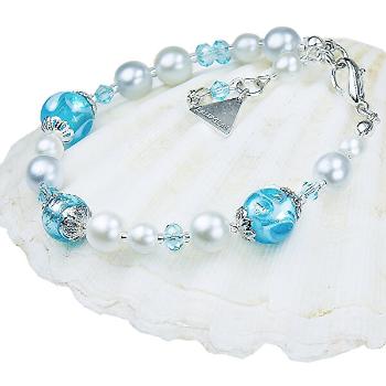 Lampglas Brățară elegantă Bluedantelă cu perle Lampglas cu argint pur BP4