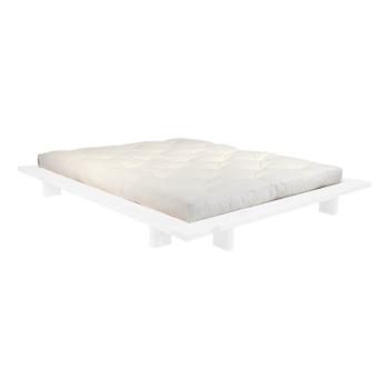 Pat dublu din lemn de pin cu saltea Karup Design Japan Comfort Mat White/Natural, 140 x 200 cm
