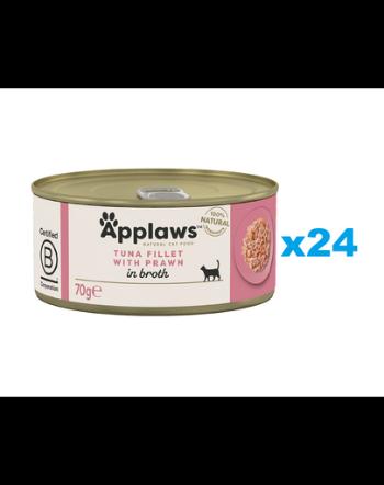 APPLAWS Cat Adult Tuna with Prawn in Broth hrana pisica adulta 24x70g ton si crevete in sos