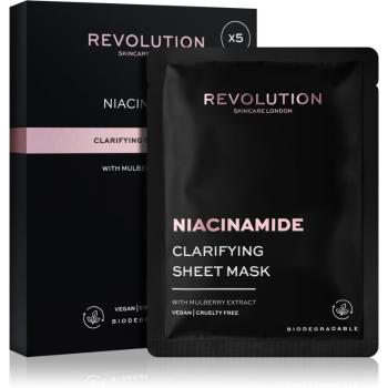 Revolution Skincare Niacinamide Clarifying set de măști textile pentru ten acneic 5 buc