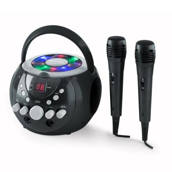 Auna SingSing, sistem de Karaoke portabil, LED-urile funcționează utilizând baterii, 2 x microfon
