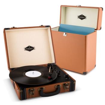 Auna Jerry Lee RECORD COLLECTOR, maro, set de gramofon, Retro Gramofon + valiză pentru discuri