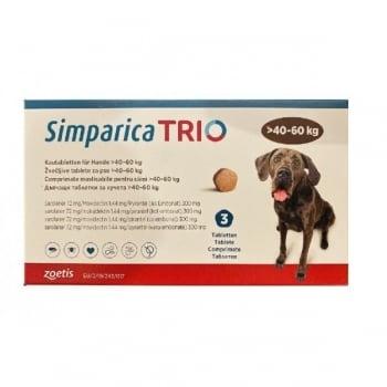 SIMPARICA Trio, comprimate masticabile antiparazitare, câini 40-60kg, 72 mg, 3 comprimate