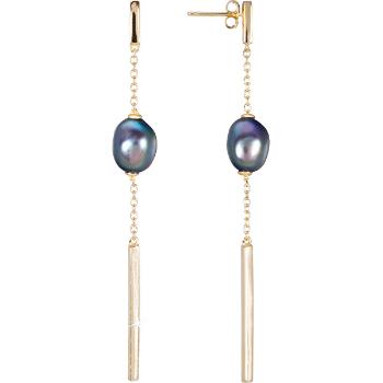 JwL Luxury Pearls Cercei de argint placați cu aur cu perla albastră JL0463