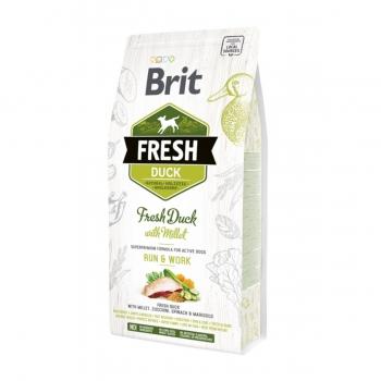 BRIT Fresh Run & Work Adult S-XL, Rață cu Mei, hrană uscată conținut redus cereale câini, activitate intensă, 2.5kg