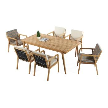 Set de dining pentru grădină crem/natural  pentru șase persoane Clivia – Floriane Garden