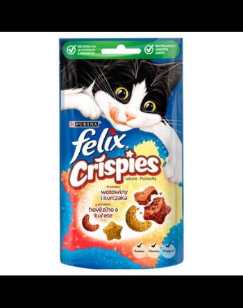 FELIX Crispies Recompense cu aroma de vita si pui pentru pisici adulte 8x45g