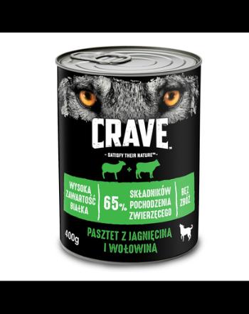 CRAVE Hrana umeda fara cereale pentru caini adulti pate de miel si vita cutie de 24x400g