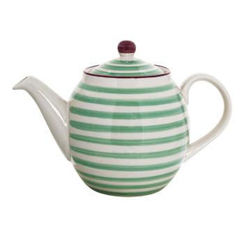 Ceainic din gresie ceramică Bloomingville Patrizia, 1,2 l, alb-verde