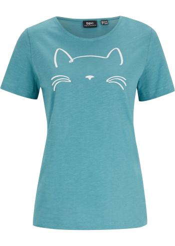 Bluză cu mânecă scurtă și imprimeu pisică