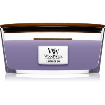 Woodwick Lavender Spa lumânare parfumată  cu fitil din lemn (hearthwick) 453.6 g