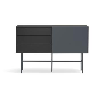 Comodă antracit joasă cu ușă glisantă negru-gri  140x91 cm Nube – Teulat