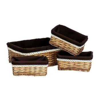 Set de coșuri de răchită Lucille natural, 4 buc, 2dimensiuni, 42 x 16 x 30 cm