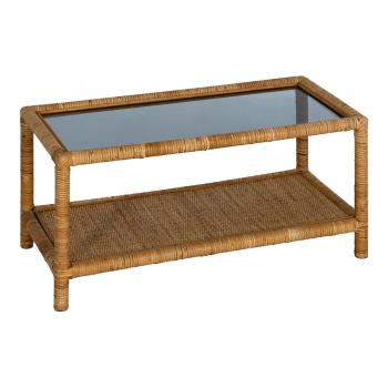 Măsuță de cafea în culoare naturală cu blat din sticlă 40x90 cm – Ixia