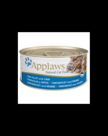 APPLAWS hrana umeda fara cereale pentru pisici, cu ton si creveti, 12 x (6x70g)