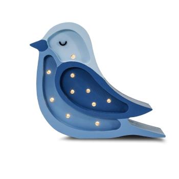 Veioză albastră din lemn de pin Little Lights Bird, înălțime 21 cm