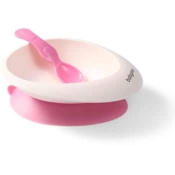 BabyOno Be Active Bowl with a Spoon serviciu de masă pentru copii Pink 6 m+ 1 buc