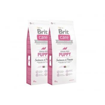 Pachet 2 x Brit Care Grain-Free Puppy Somon si Cartofi, 12kg