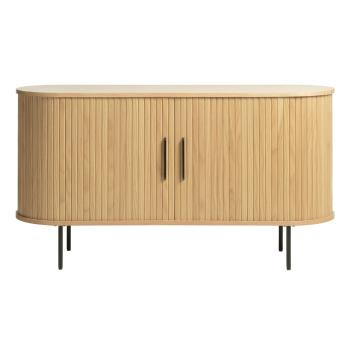 Comodă în culoare naturală joasă cu aspect de lemn de stejar cu ușă glisantă 140x76 cm Nola – Unique Furniture