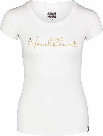 Tricou din bumbac pentru femei NORDBLANC Caligrafie alb NBSLT7400_BLA