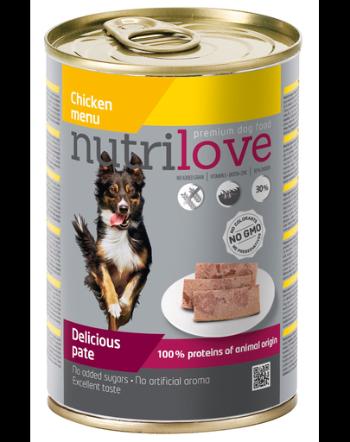 NUTRILOVE Premium hrană umedă sub formă de pate pentru câini, cu pui 400g