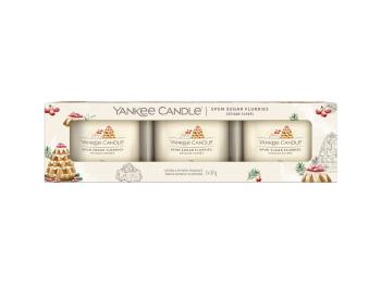 Yankee Candle Set de lumânări votive din sticlă Spun Sugar Flurries 3 x 37g