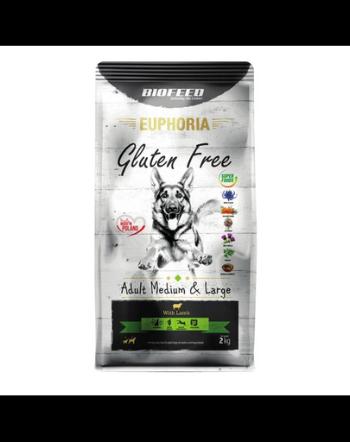 BIOFEED EUPHORIA Gluten Free Mancare fara gluten, caine talie medie sau mare, cu miel 2 kg