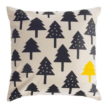 Față de pernă din bumbac organic pentru copii Kave Home Saori Trees, 45 x 45 cm, bej