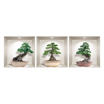 Set 3 autocolante 3D pentru perete Ambiance Ginseng Bonsai