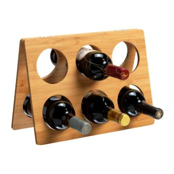 Suport din bambus pentru 6 sticle de vin montat pe perete - RTA