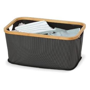 Coș de rufe din material textil cu margine din bambus Domopak Hamper, 54 x 34 cm, gri antracit