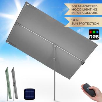 Blumfeldt Bayonne, umbrelă de soare, 130 x 180 cm, poliester, protecție UV 50, LED solar