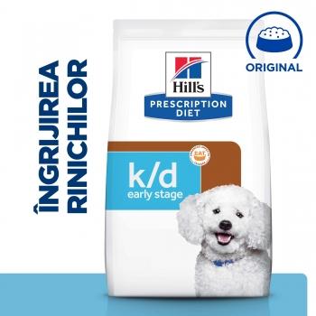 HILL'S Prescription Diet k/d Kidney Care Early Stage, dietă veterinară câini, hrană uscată, sistem renal, 12kg