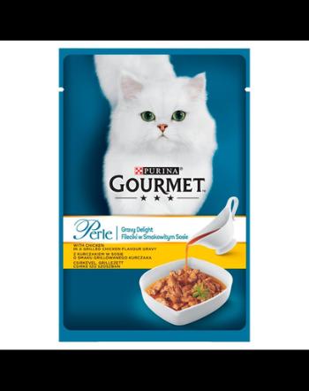 GOURMET Perle Gravy hrana umeda pentru pisici, pui in sos 24x85 g