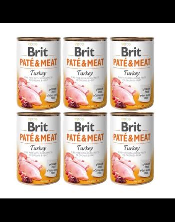 BRIT Pate&amp;Meat turkey 6x400 g pate curcan, hrana caine