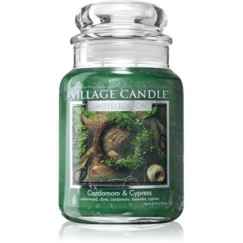 Village Candle Cardamom & Cypress lumânare parfumată  (Glass Lid) 602 g