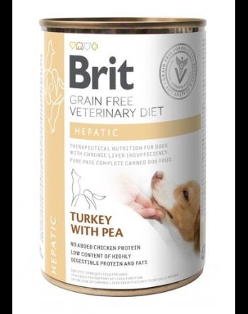 BRIT Veterinary Diet Hepatic Turkey&amp;Pea hrana umeda pentru afectiuni hepatice pentru caini 400 g