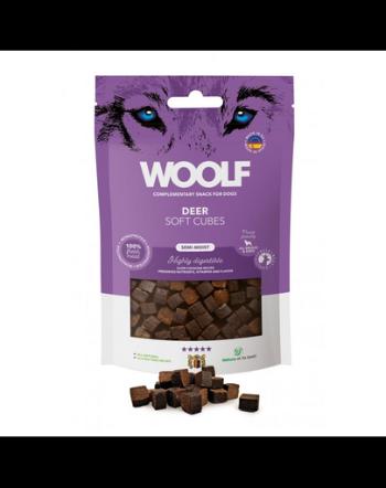 WOOLF Soft Cubes Deer Monoprotein 100g snack moale din vanat, pentru caine