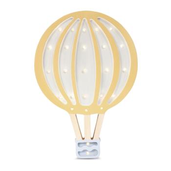 Aplică din lemn de pin Little Lights Hot Air Baloon, înălțime 38,5 cm, galben